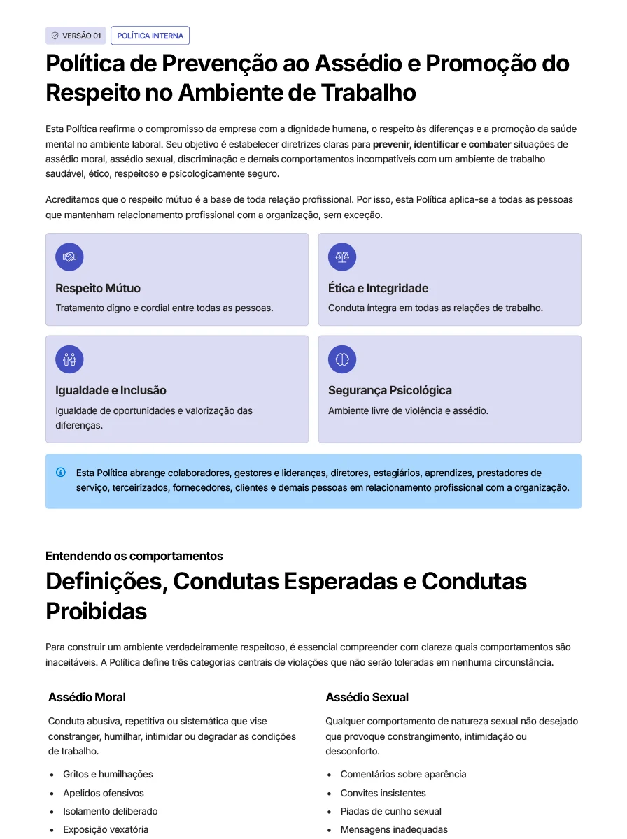 Material de prevenção ao assédio